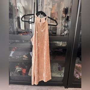 Final Touch faux crushed velvet cream colored dress.